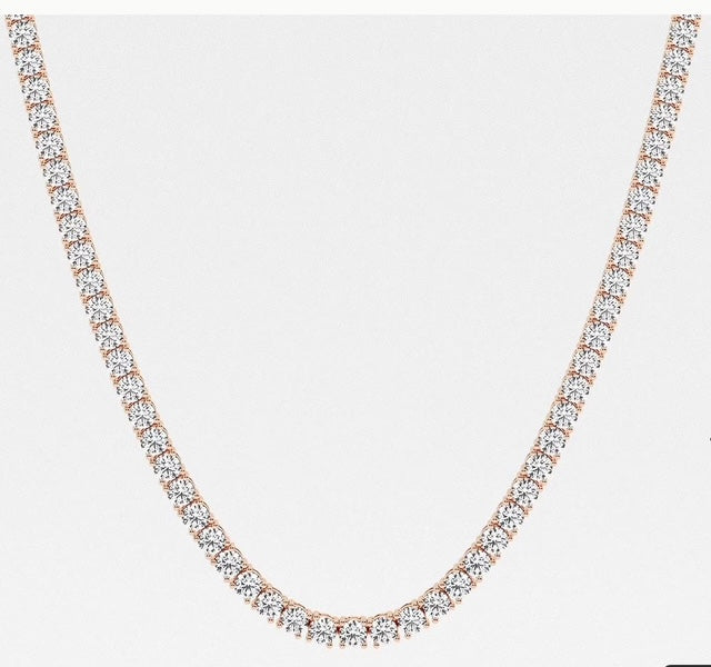 TLD Custom Jewelry 14K Gold Lab-Created 4-Prong Diamond Tennis Necklace (40 CTW E-F, VS)