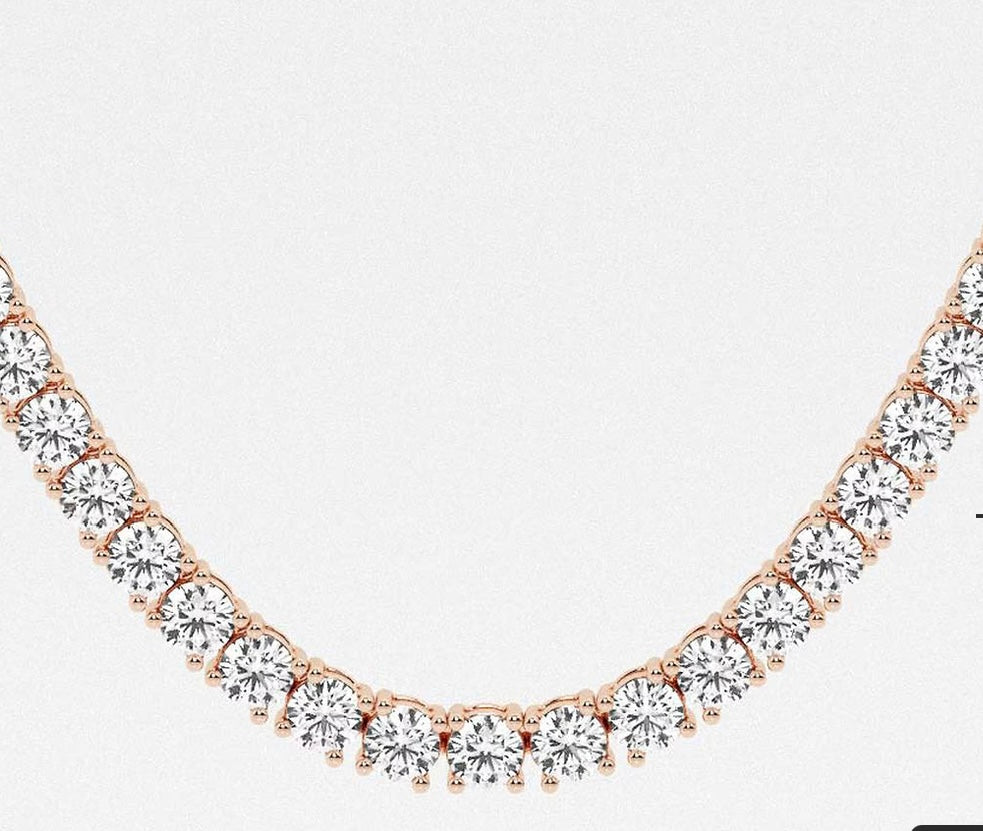 TLD Custom Jewelry 14K Gold Lab-Created 4-Prong Diamond Tennis Necklace (40 CTW E-F, VS)