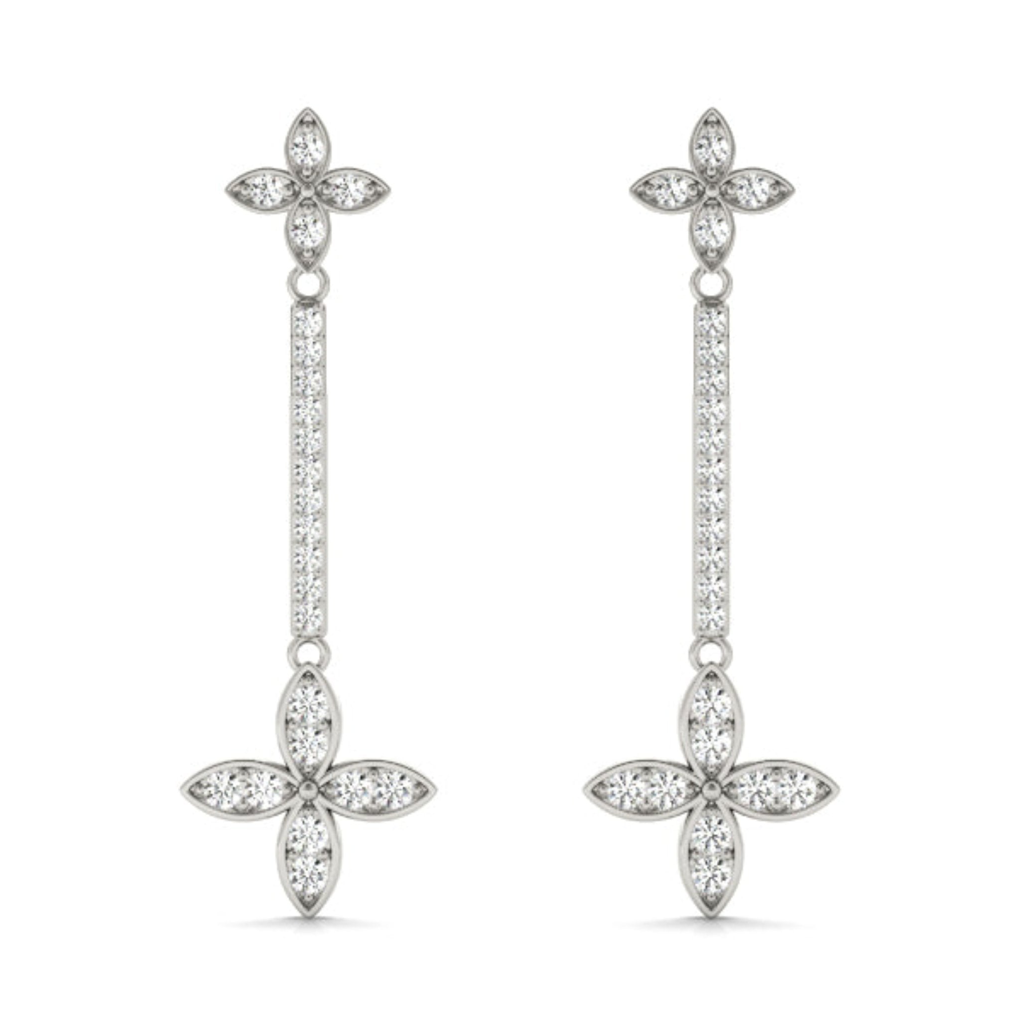 TLD Custom Jewelry 14K White Gold Drop Lab Grown Diamond Earrings