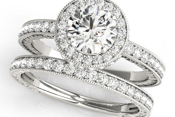 TLD Custom Jewelry 14K White Gold Pave Round Engagement Rings