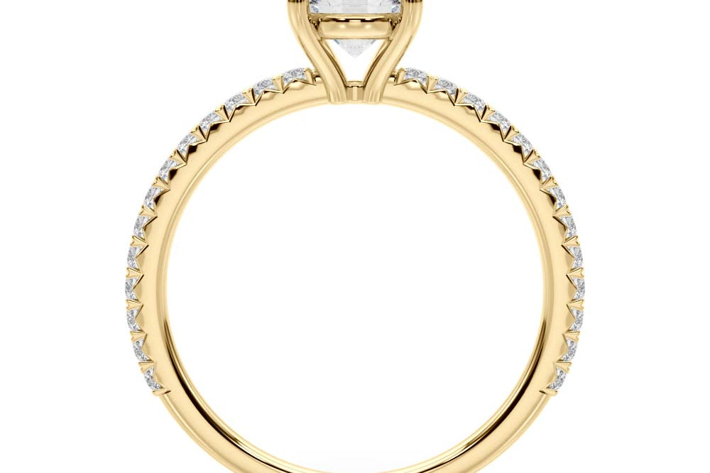 14K Yellow Gold Pave Round Engagement Rings