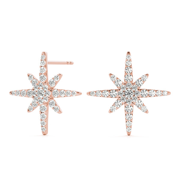 TLD Custom Jewelry 14Kt Rose Gold Diamond Star Shaped Earrings
