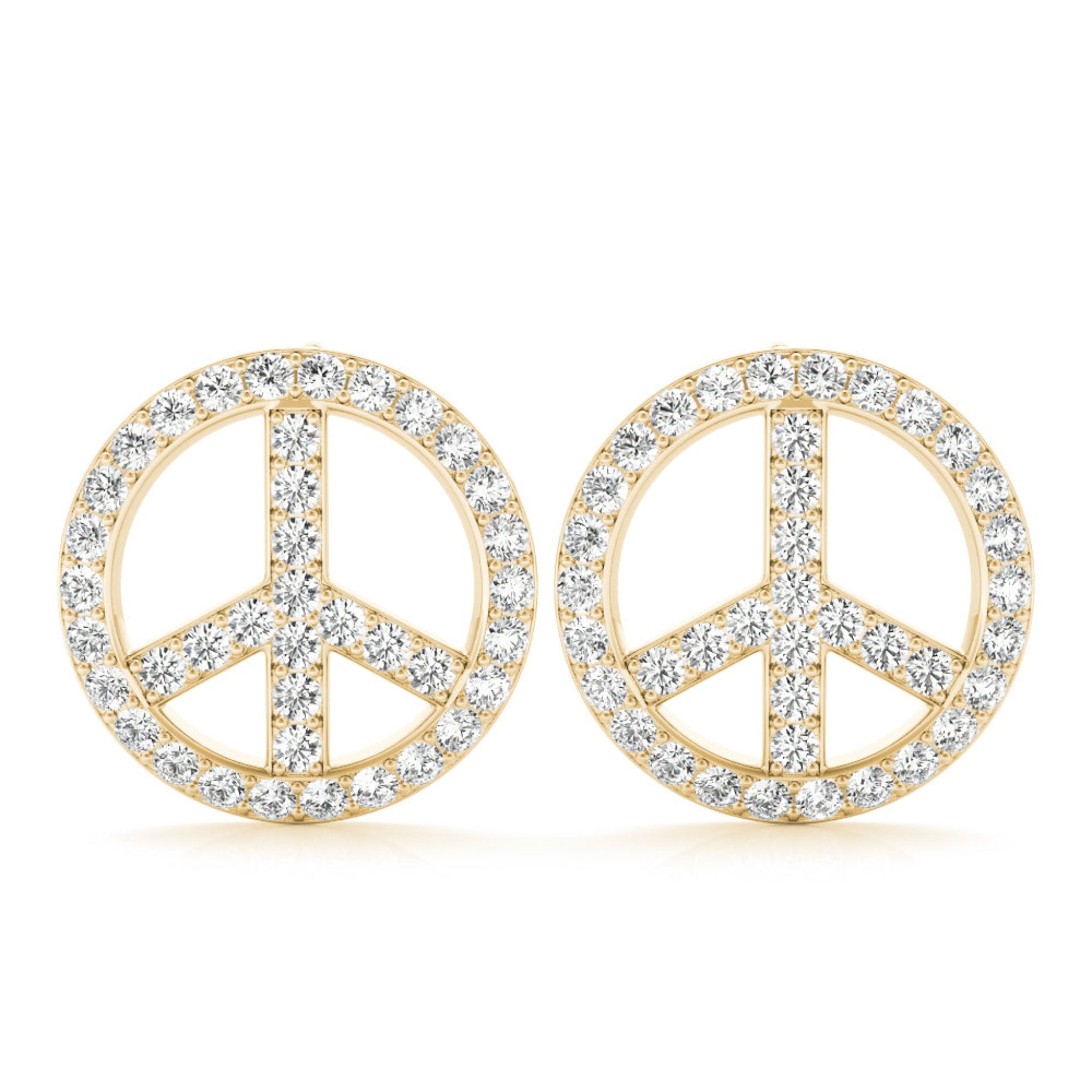 TLD Custom Jewelry Yellow Gold_Natural Diamond_Peace_Earrings
