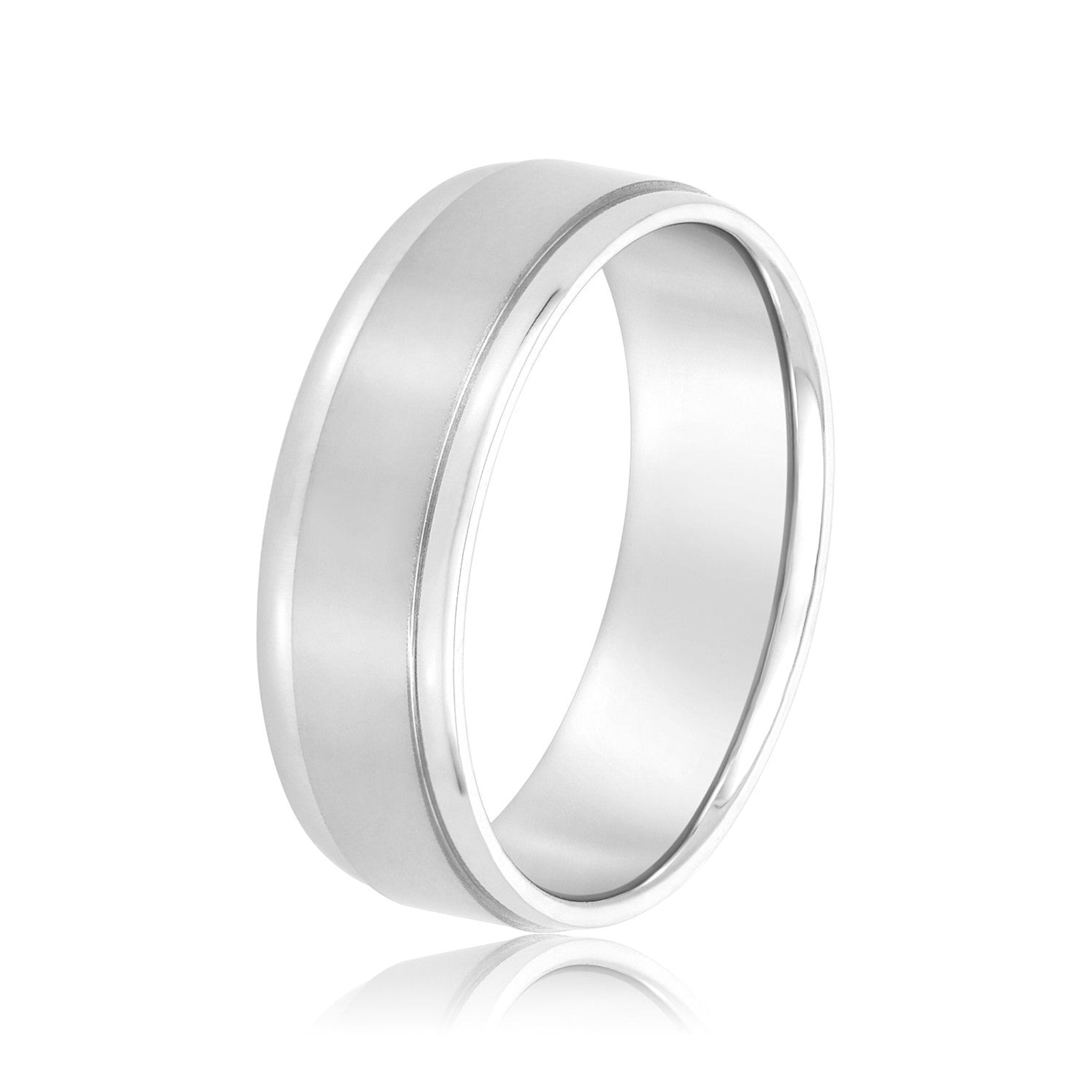 TLD Custom Jewelry 5MM Matte Brushed Beveled Edge Men's 14Kt Yellow Gold Wedding Band