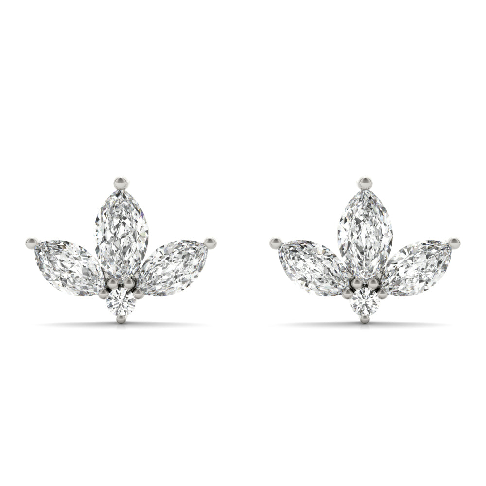 TLD Custom Jewelry Marquise Shape Diamond Earrings 14Kt. White Gold