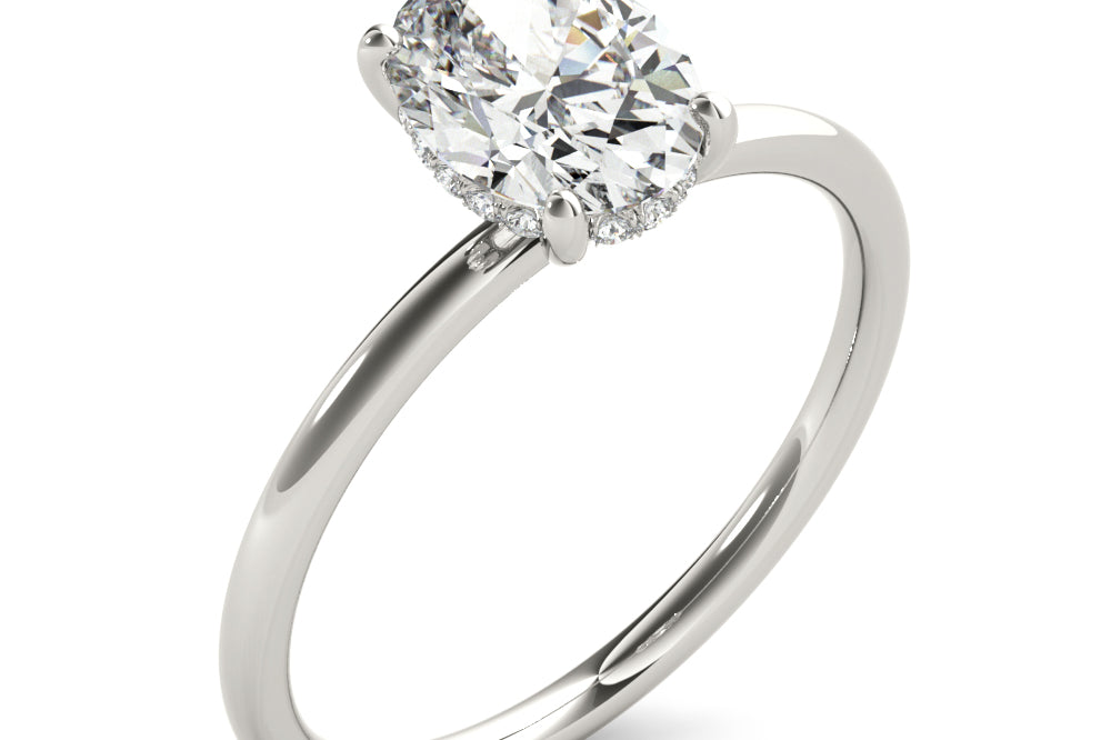 TLD Custom Jewelry Oval_Diamond_Engagement_Ring_in_14Kt_White_Gold Side - Basket Style Setting with Diamonds 1 ct