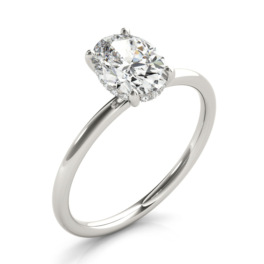 TLD Custom Jewelry Oval_Diamond_Engagement_Ring_in_14Kt_White_Gold Side - Basket Style Setting with Diamonds 1 ct