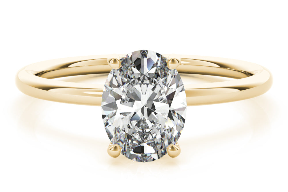 TLD Custom Jewelry Oval_Diamond_Engagement_Ring_in_14Kt Yellow_Gold Side - Basket Style Setting with Diamonds 1 ct.