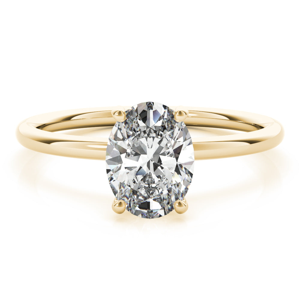 TLD Custom Jewelry Oval_Diamond_Engagement_Ring_in_14Kt Yellow_Gold Side - Basket Style Setting with Diamonds 1 ct.