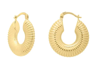 TLD Custom Jewelry 14K Gold Round Ribbed Hoop