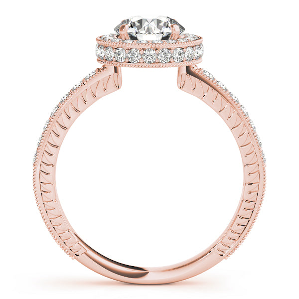 TLD Custom Jewelry 14K Rose Gold Pave Round Engagement Rings