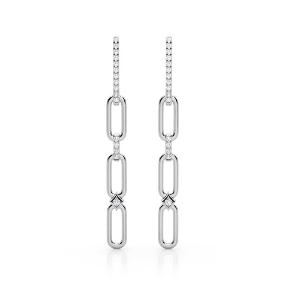 TLD Custom Jewelry 14K White Gold Diamond Dangle Earrings 