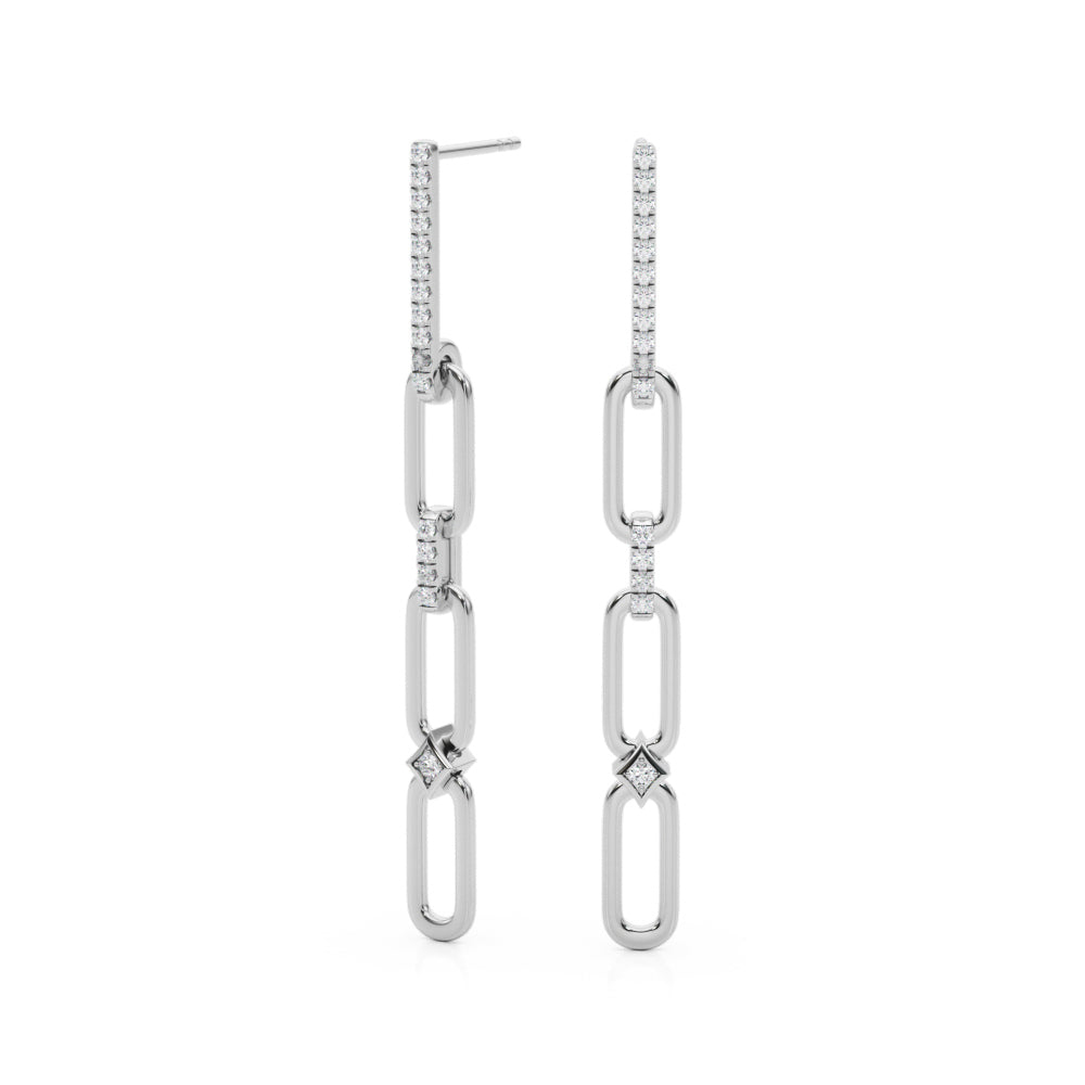 TLD Custom Jewelry White Gold Diamond Dangle Earrings 