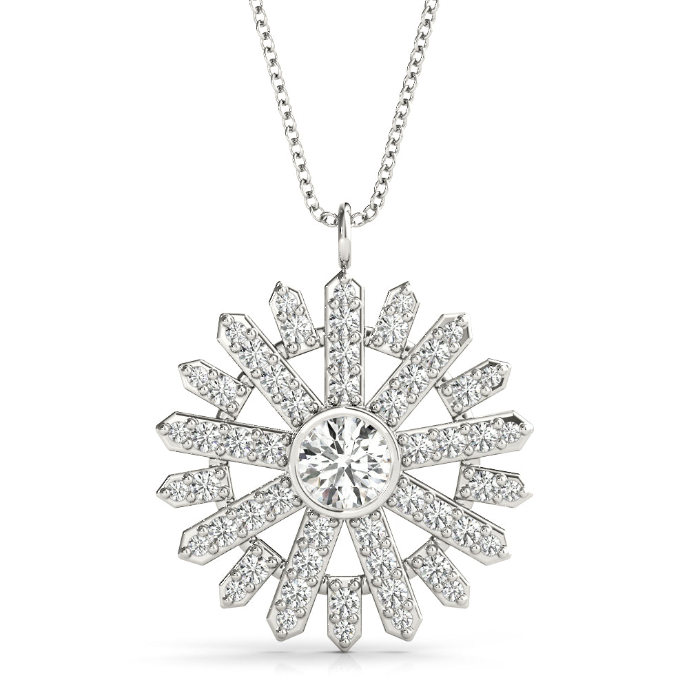 TLD Custom 14K White Gold Round Diamond Pendant