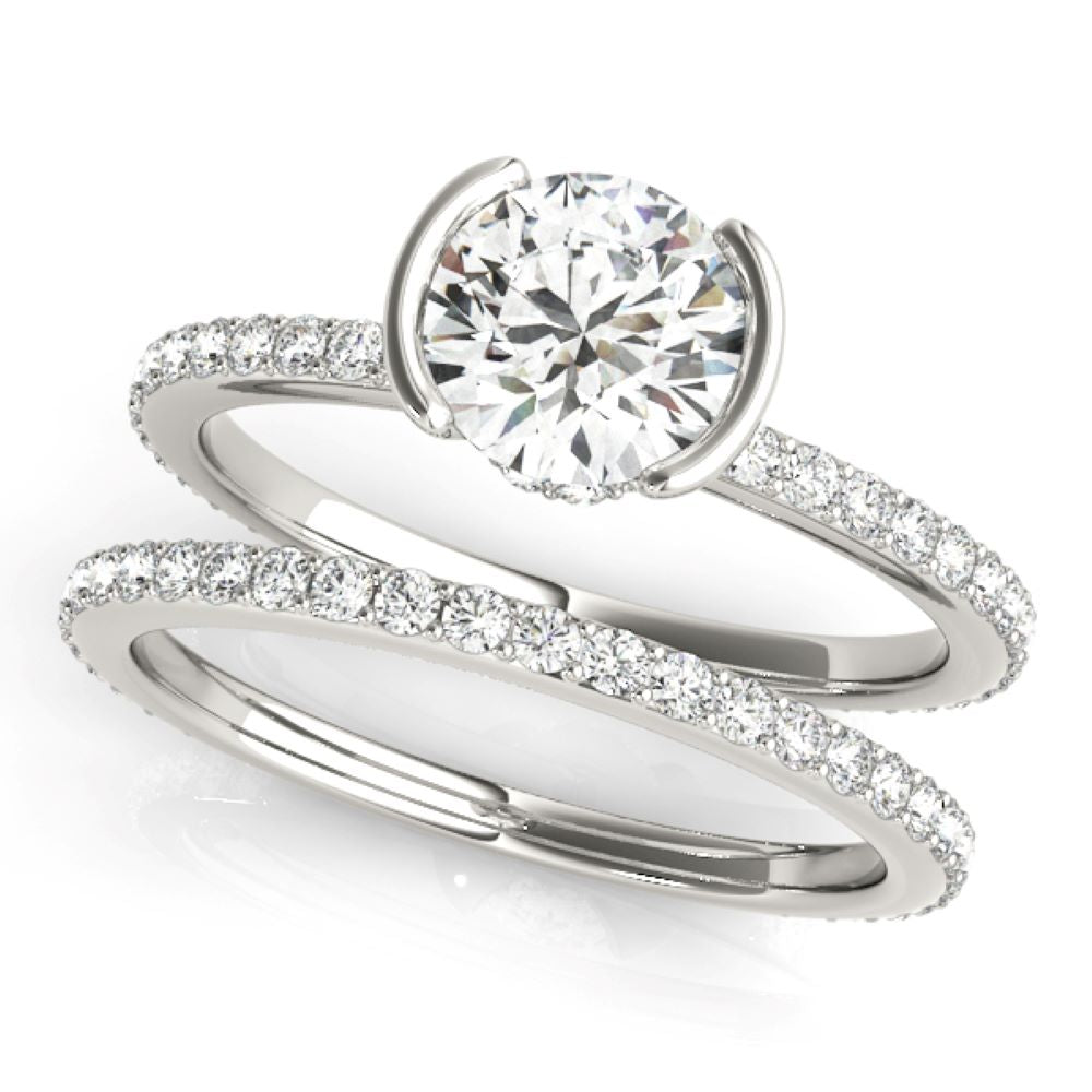 TLD Custom Jewelry 14K White Gold Single Row Round Engagement Rings