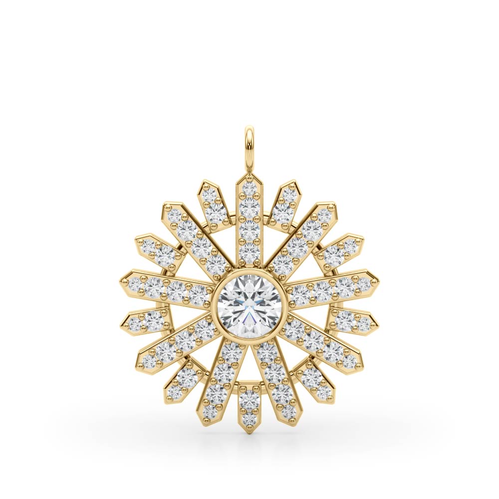 14K YG Round Diamond Pendant 