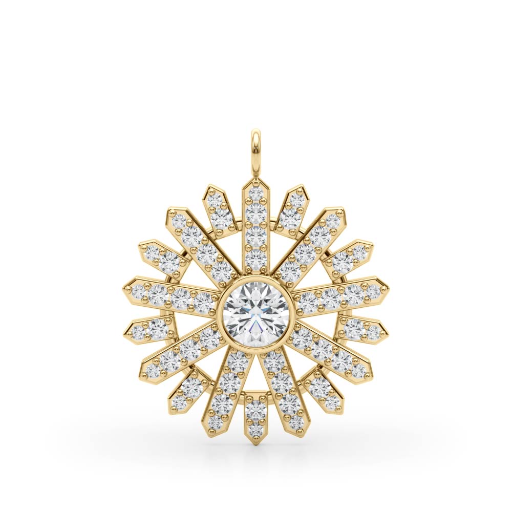 14K YG Round Diamond Pendant 