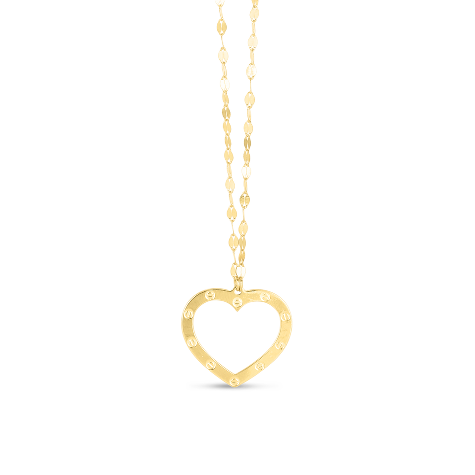 TLD Custom Jewelry 14K Yellow Gold 18" Reversible Heart Necklace.