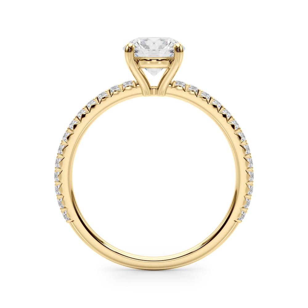 14K Yellow Gold Pave Round Engagement Rings