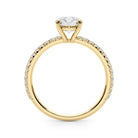 14K Yellow Gold Pave Round Engagement Rings