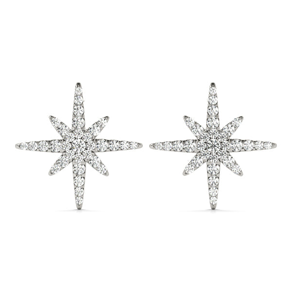 TLD Custom Jewelry 14Kt White Gold Diamond Star Shaped Earrings 