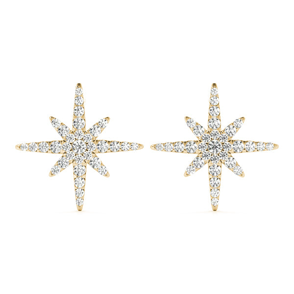 TLD Custom Jewelry 14Kt Yellow Gold Diamond Star Shaped Earrings 