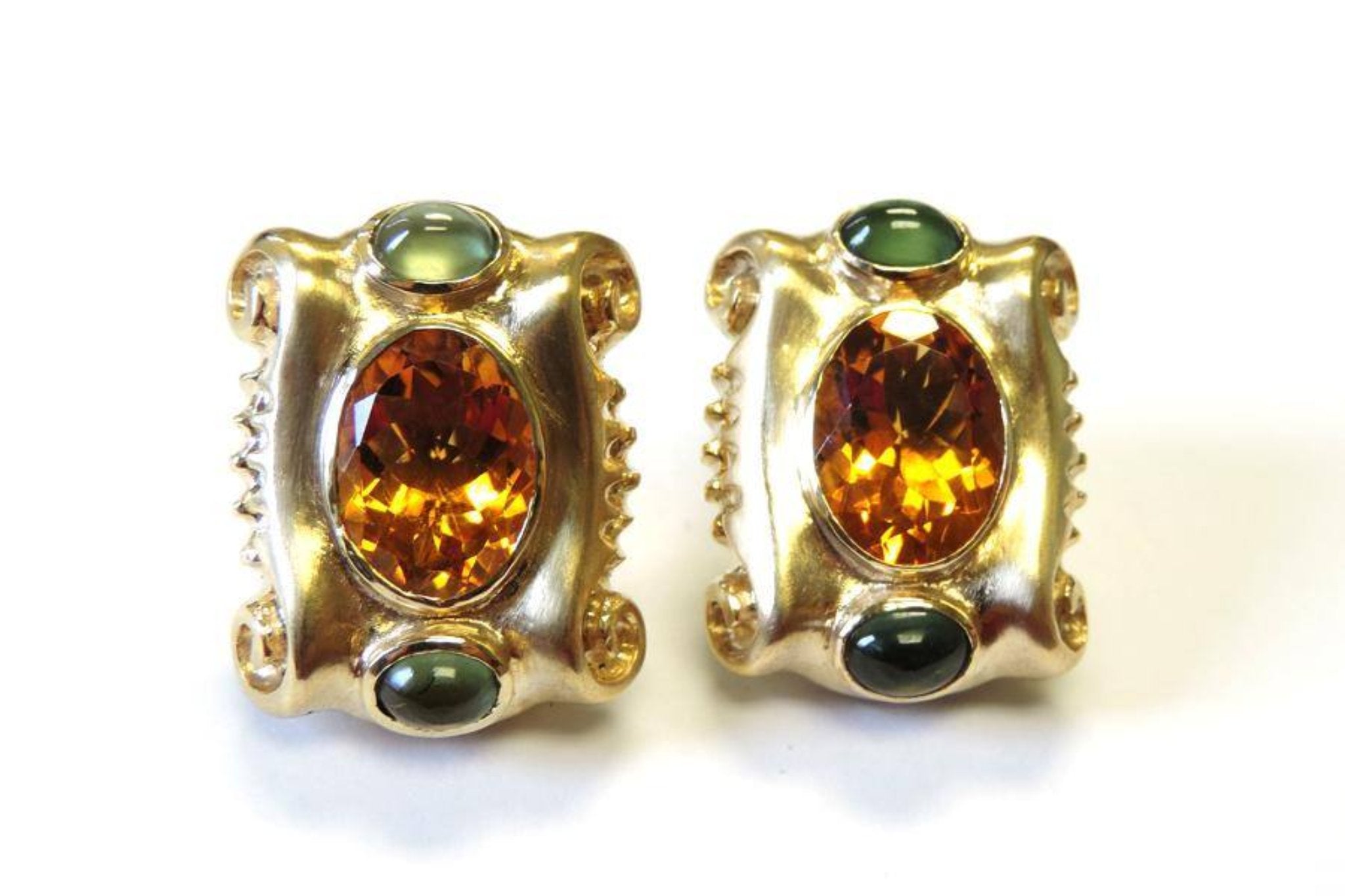 TLD Custom Jewelry 14 Kt. Gold Citrine & Peridot Earrings 