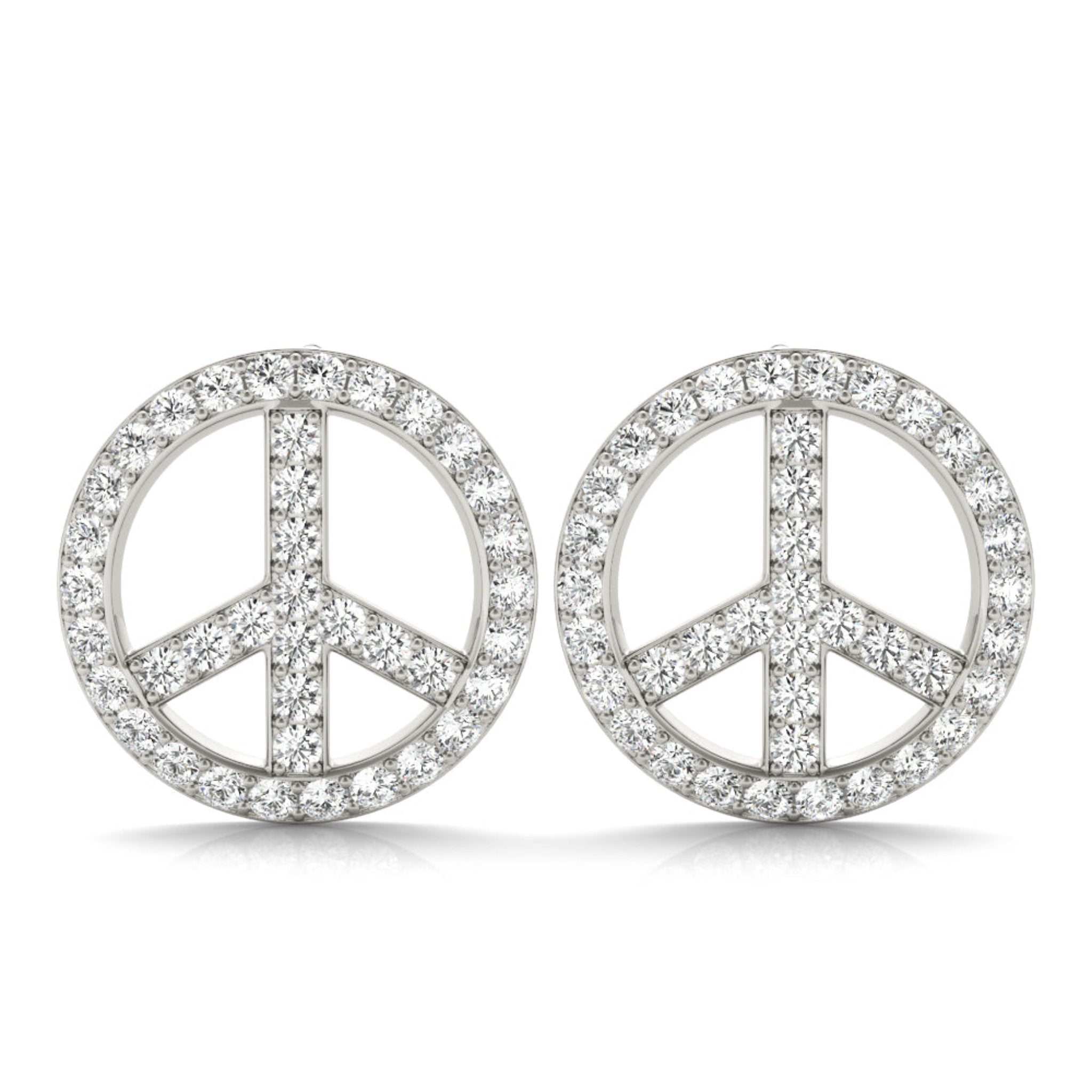 TLD Custom Jewelry 14 Kt. White Gold Natural Diamond Peace Earrings 