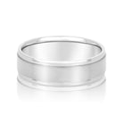 TLD Custom Jewelry 5MM Matte Brushed Beveled Edge Men's 14Kt WG Wedding Band