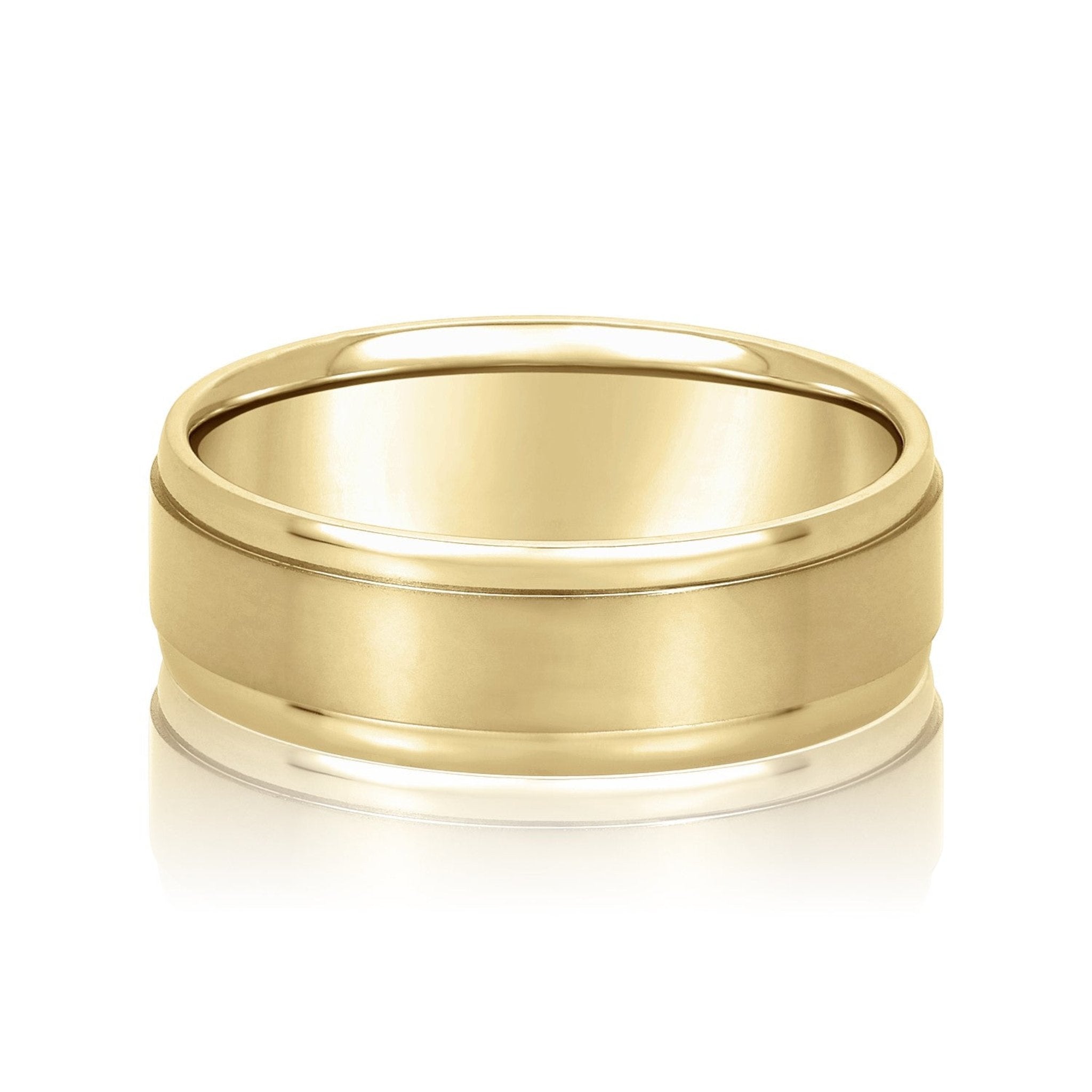 TLD Custom Jewelry 5MM Matte Brushed Beveled Edge Men's 14Kt Yellow Gold Wedding Band