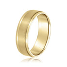 TLD Custom Jewelry 5MM Matte Brushed Beveled Edge Men's 14Kt Yellow Gold Wedding Band