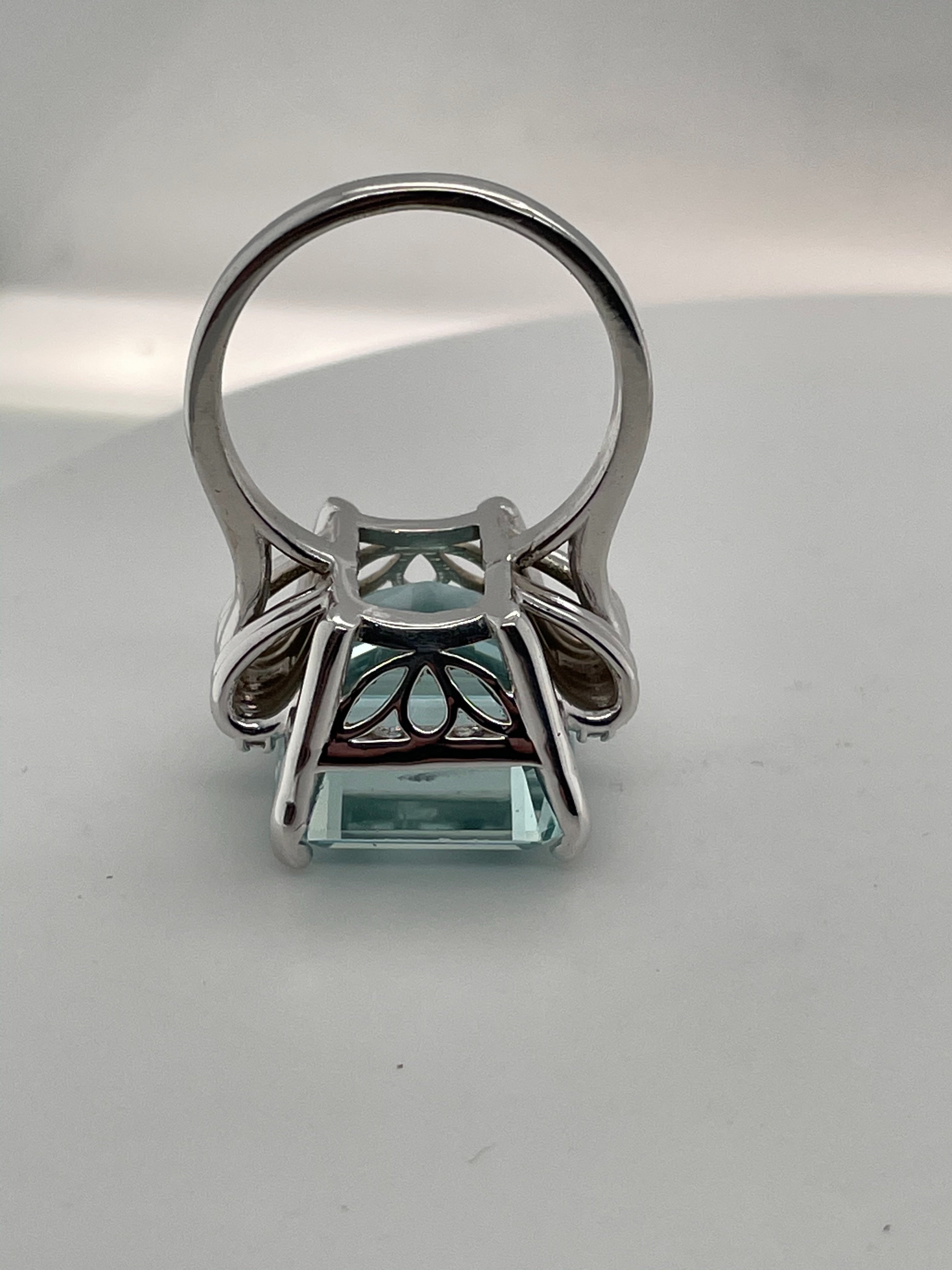TLD Custom Jewelry Aquamarine Cocktail Ring 14KT WG 