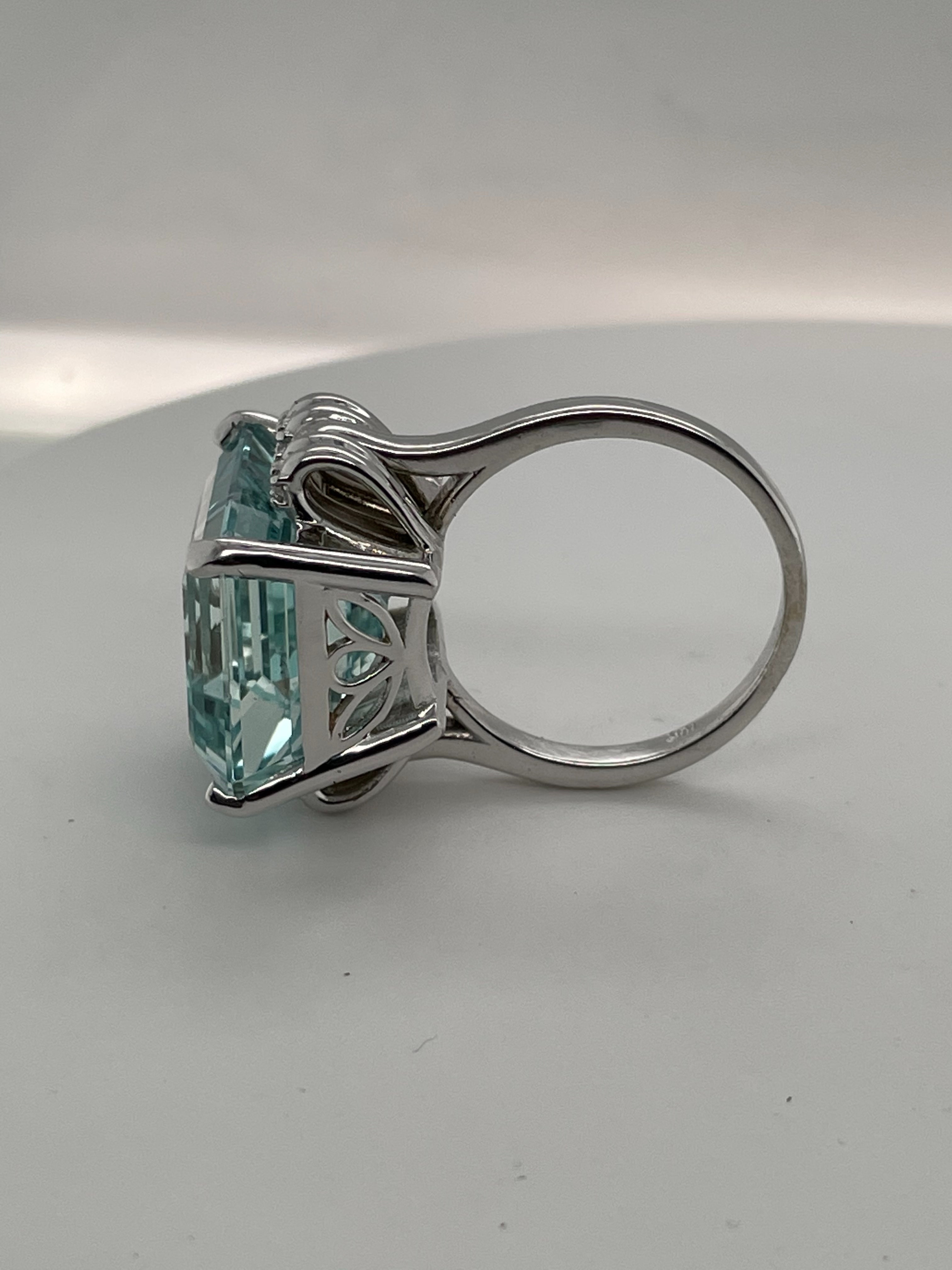 Aquamarine Cocktail Ring 14KT WG Side 
