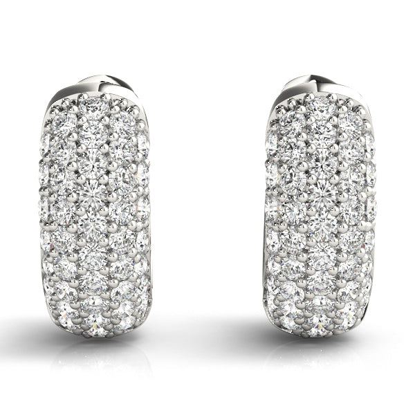 TLD Custom Jewelry Huggie Earrings With Lab-Grwon Diamonds Pave White Gold 