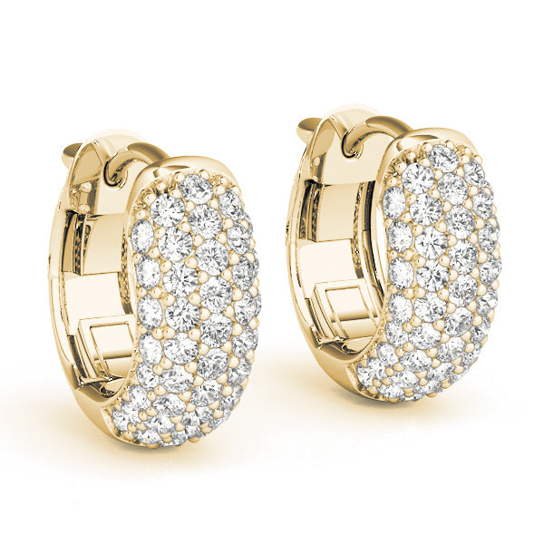 TLD Custom Jewelry Huggie Earrings With Lab- Grown Diamonds Pave Yellow Gold 