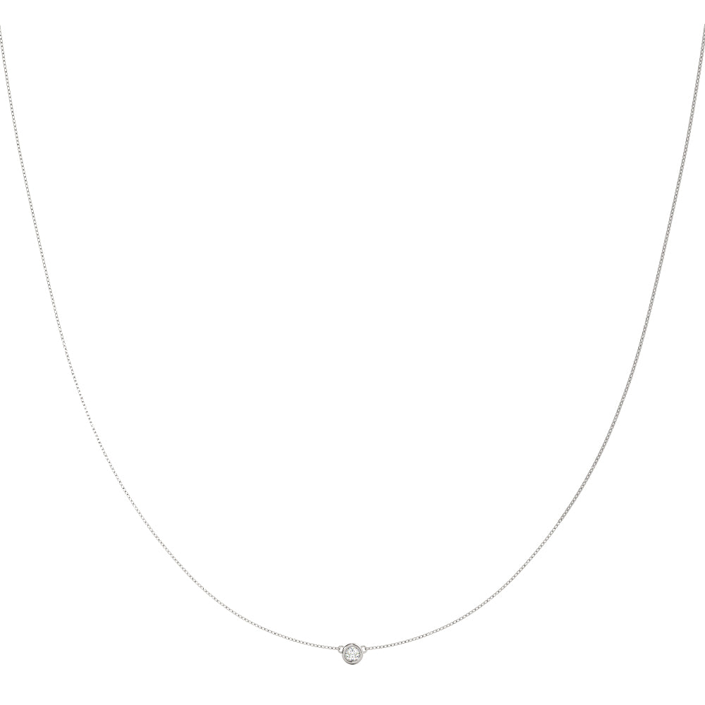 TLD Custom Lab Grown Diamond Single Bezel Necklace 14K WG 