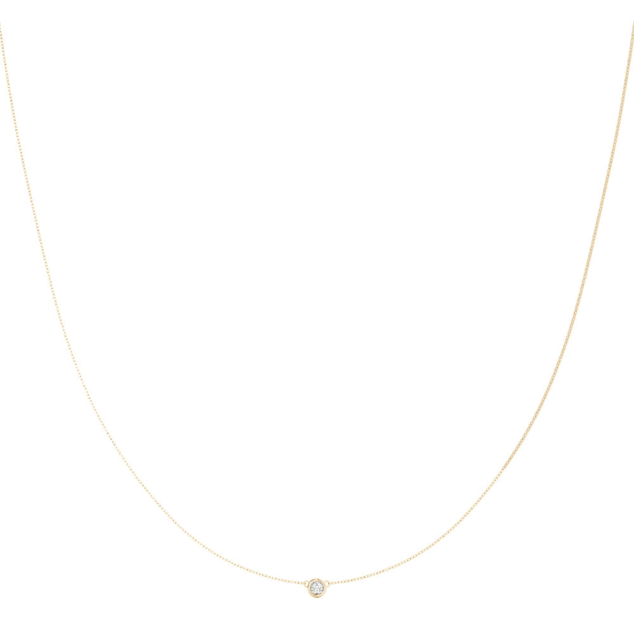 Lab- Grown Diamond Single Bezel Necklace 14K YG 
