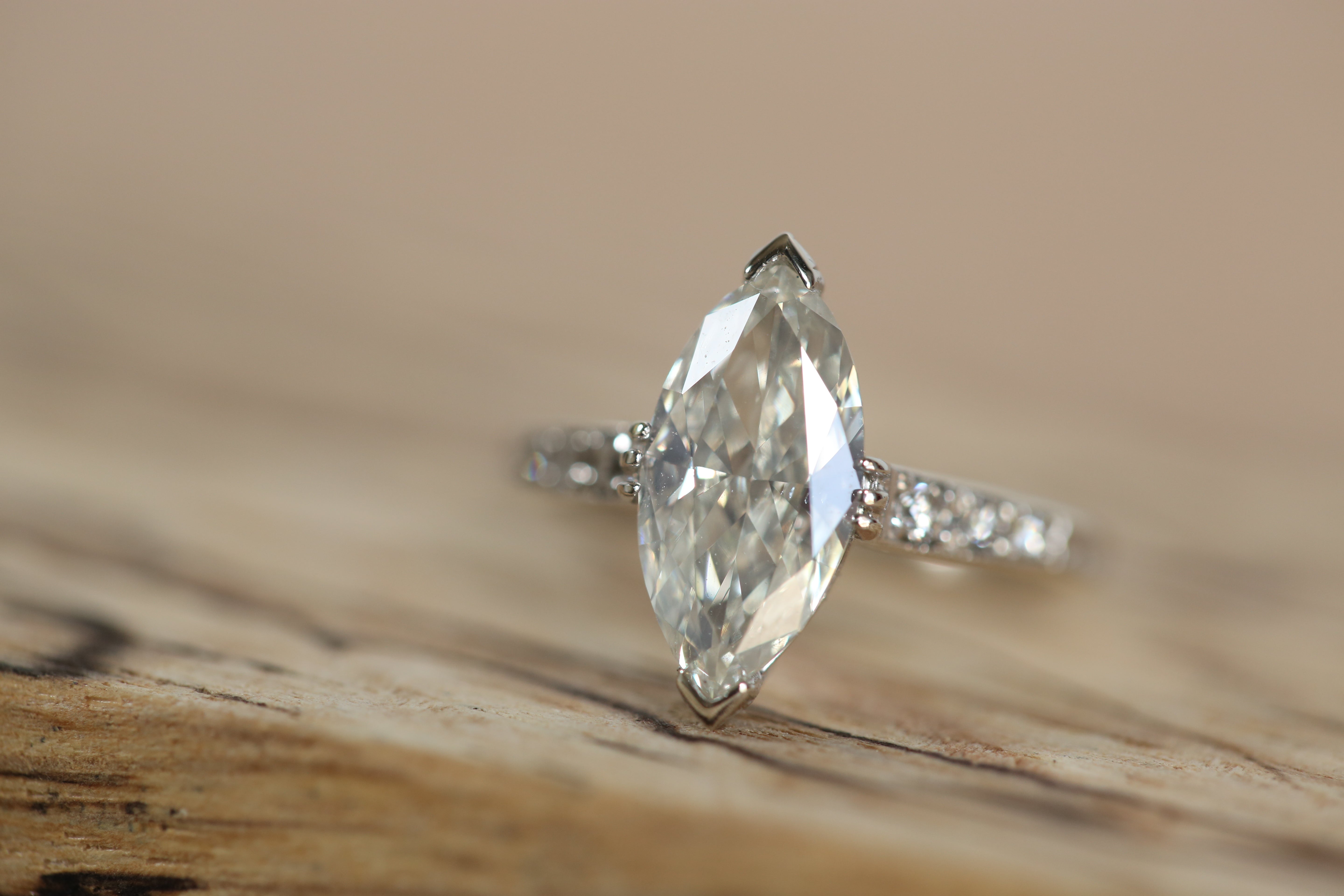 Marquise Shaped Diamond Engagement Ring 