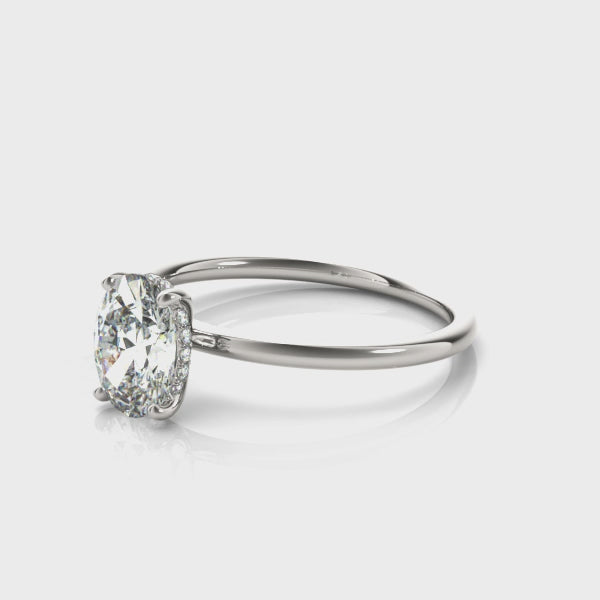 TLD Custom Jewelry Oval_Diamond_Engagement_Ring_in_14Kt_White_Gold Side - Basket Style Setting with Diamonds  1 ct. 