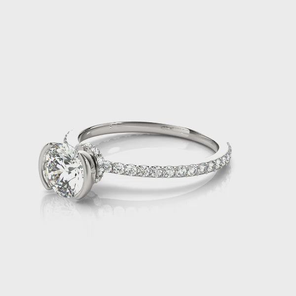 14K White Gold Single Row Round Engagement Rings